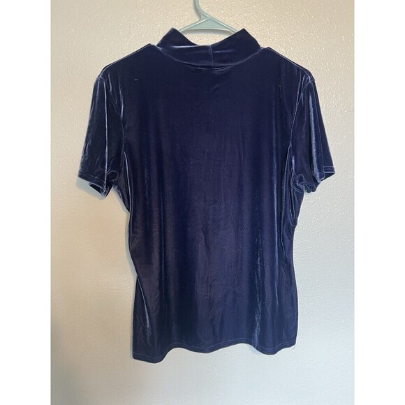 Vintage Women's Velvet Top Size Large Short Sleeved Shirt Speciality Collection - Picture 4 of 4